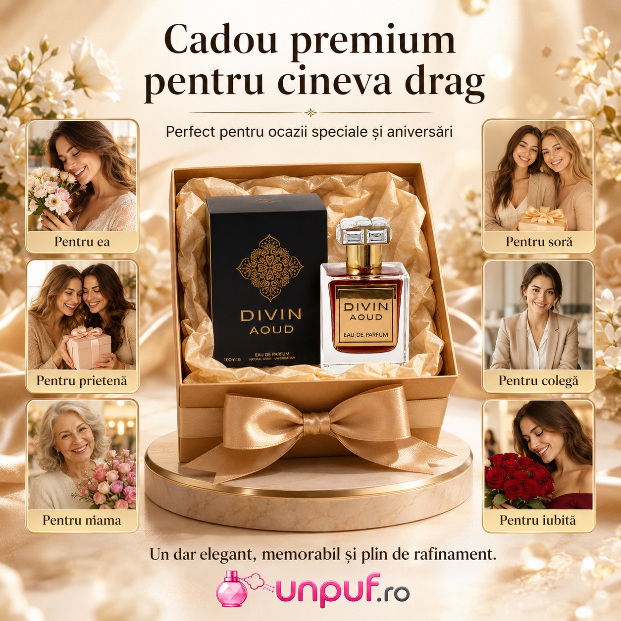 Divin Aoud cadou premium pentru ea, soră, prietenă, colegă, mamă sau iubită, parfum original cu ambalare elegantă
