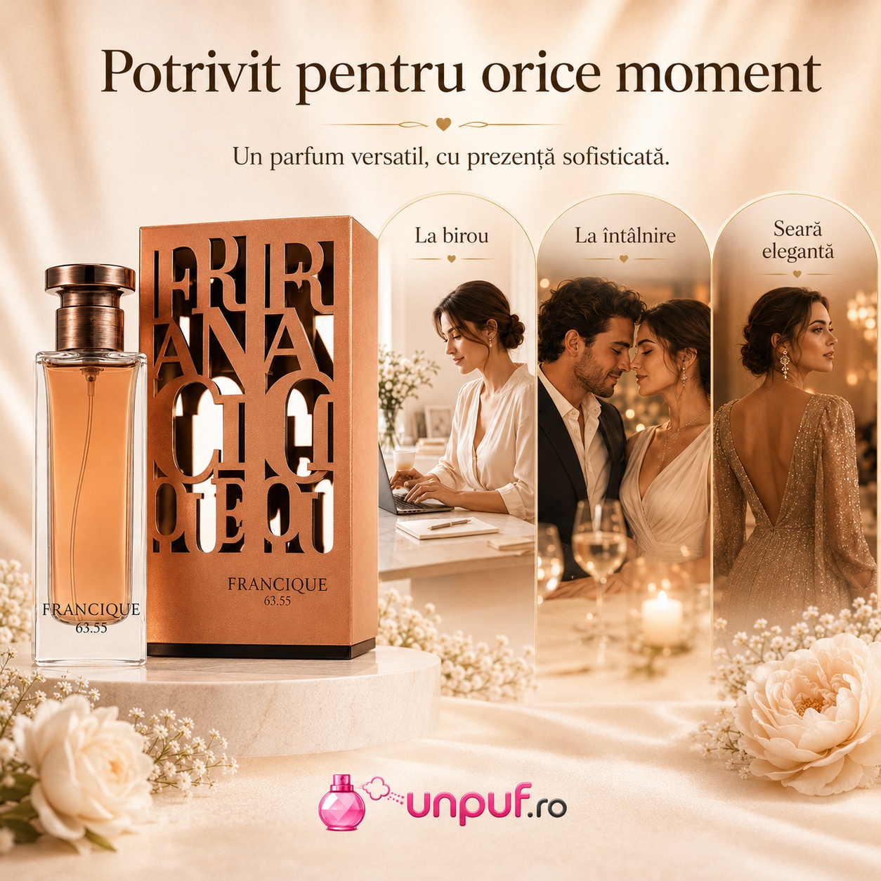 Parfum Francique 63.55 potrivit pentru birou, &icirc;nt&acirc;lnire și seară elegantă