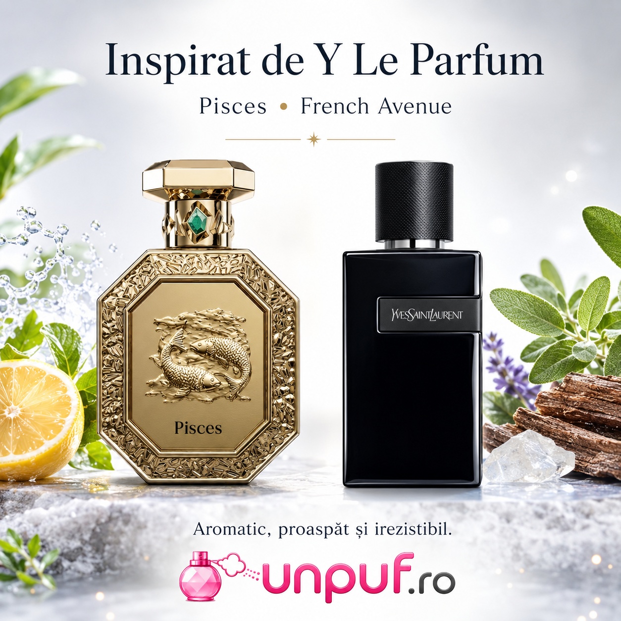 Parfum Genesis Pisces French Avenue inspirat de Y Le Parfum, aromatic, proaspăt și irezistibil