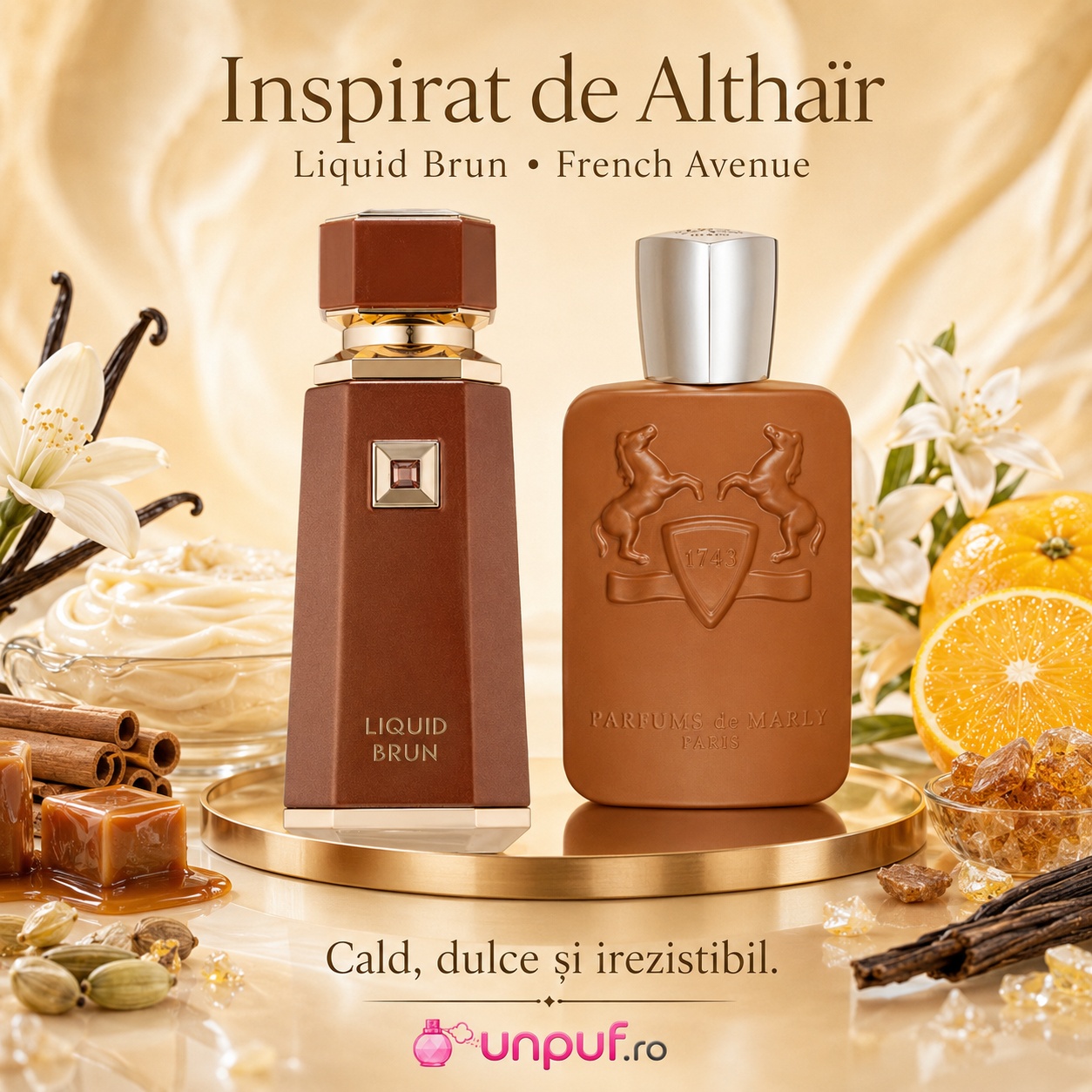 Parfum Liquid Brun French Avenue inspirat de Althaïr Parfums de Marly, cald, dulce și irezistibil