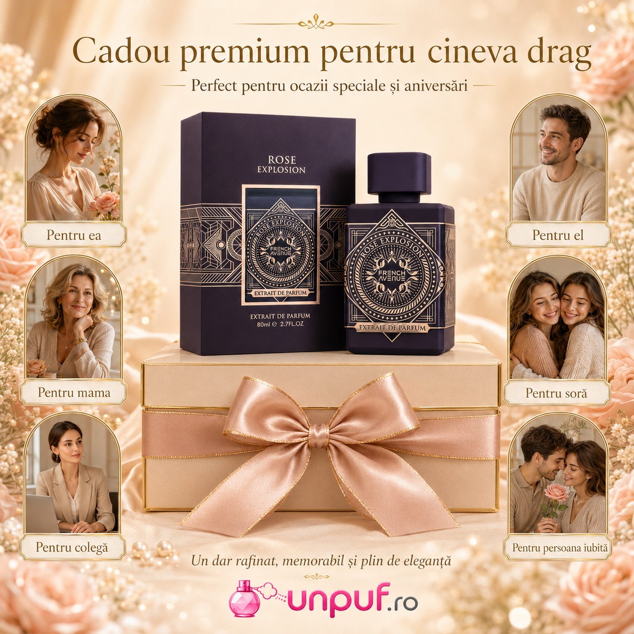Rose Explosion French Avenue cadou premium pentru ea pentru el pentru mama colegă soră sau persoana iubită