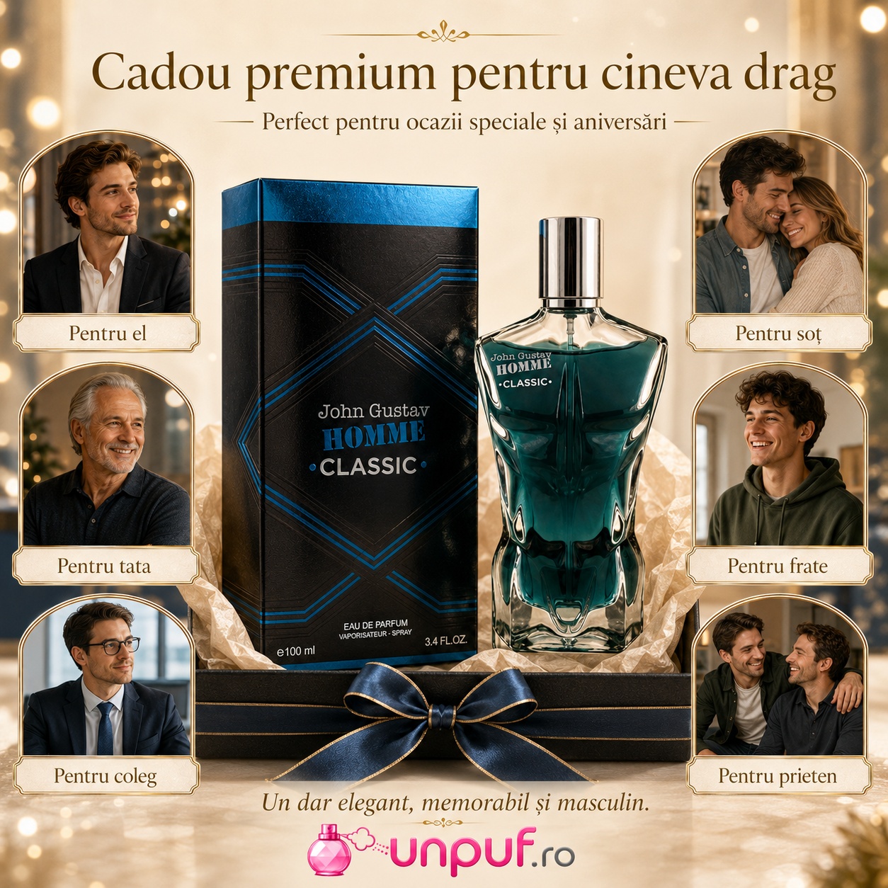 John Gustav Homme Classic cadou premium pentru el soț tată frate coleg și prieten