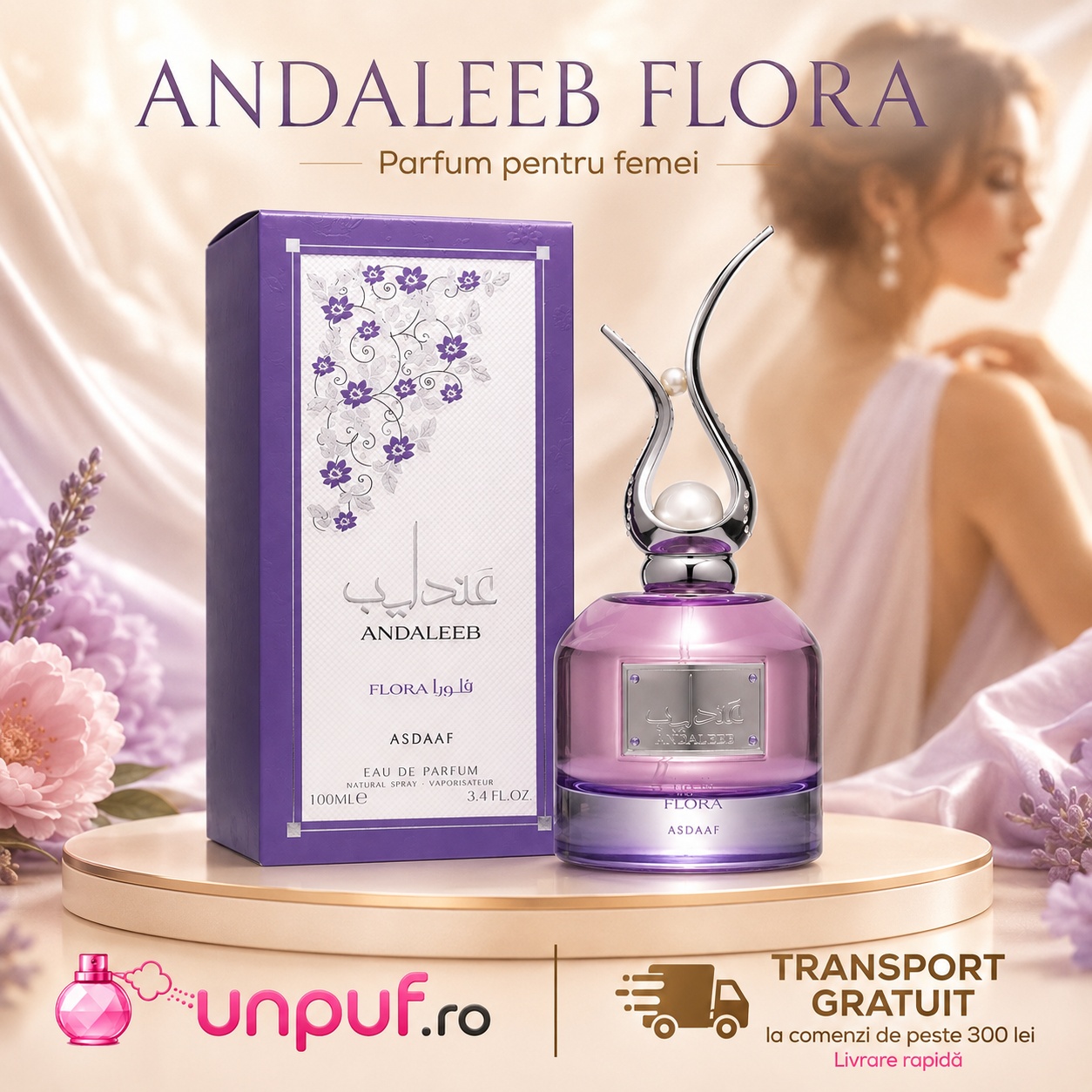Lattafa Andaleeb Flora parfum damă 100 ml cu flacon și cutie premium, transport gratuit la comenzi peste 300 lei