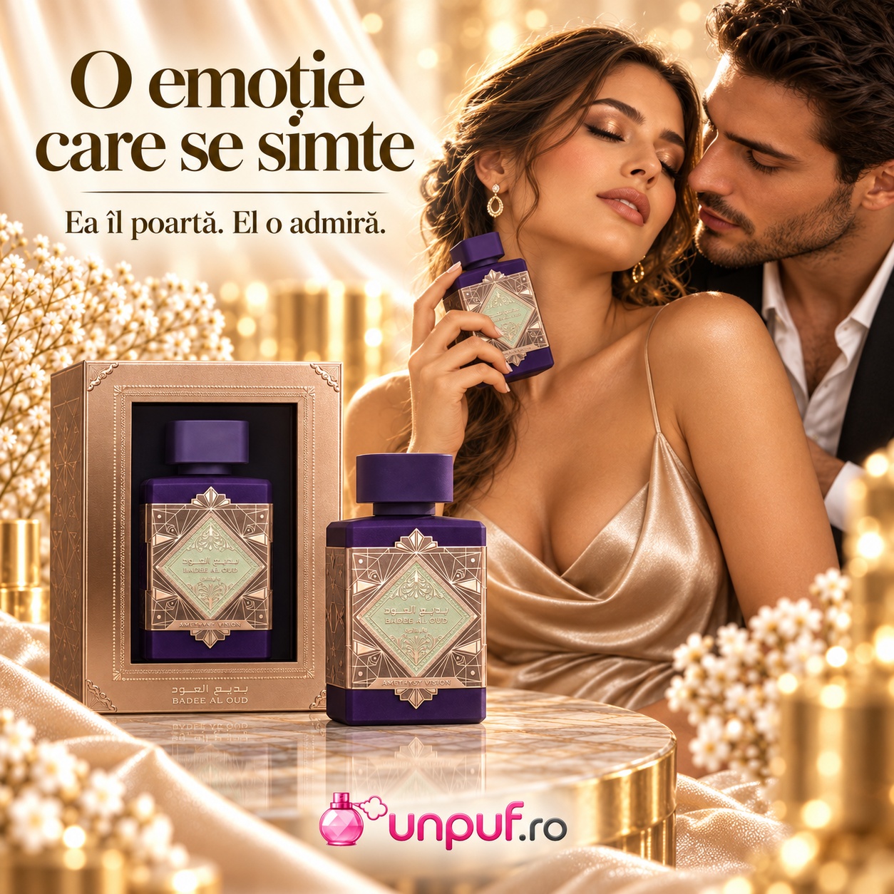 Lattafa Badee Al Oud Amethyst Fusion parfum unisex elegant, cald și admirat