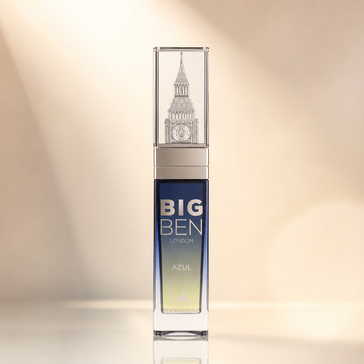Sticlă parfum Le Chameau Big Ben London Azul 85 ml cu capac arhitectural transparent și design albastru elegant