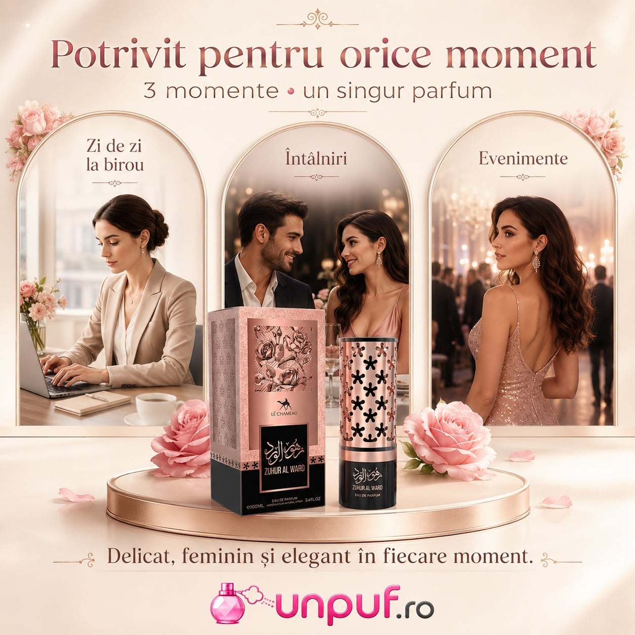 Parfum Zuhur Al Ward potrivit pentru zi de zi, birou, întâlniri și evenimente elegante