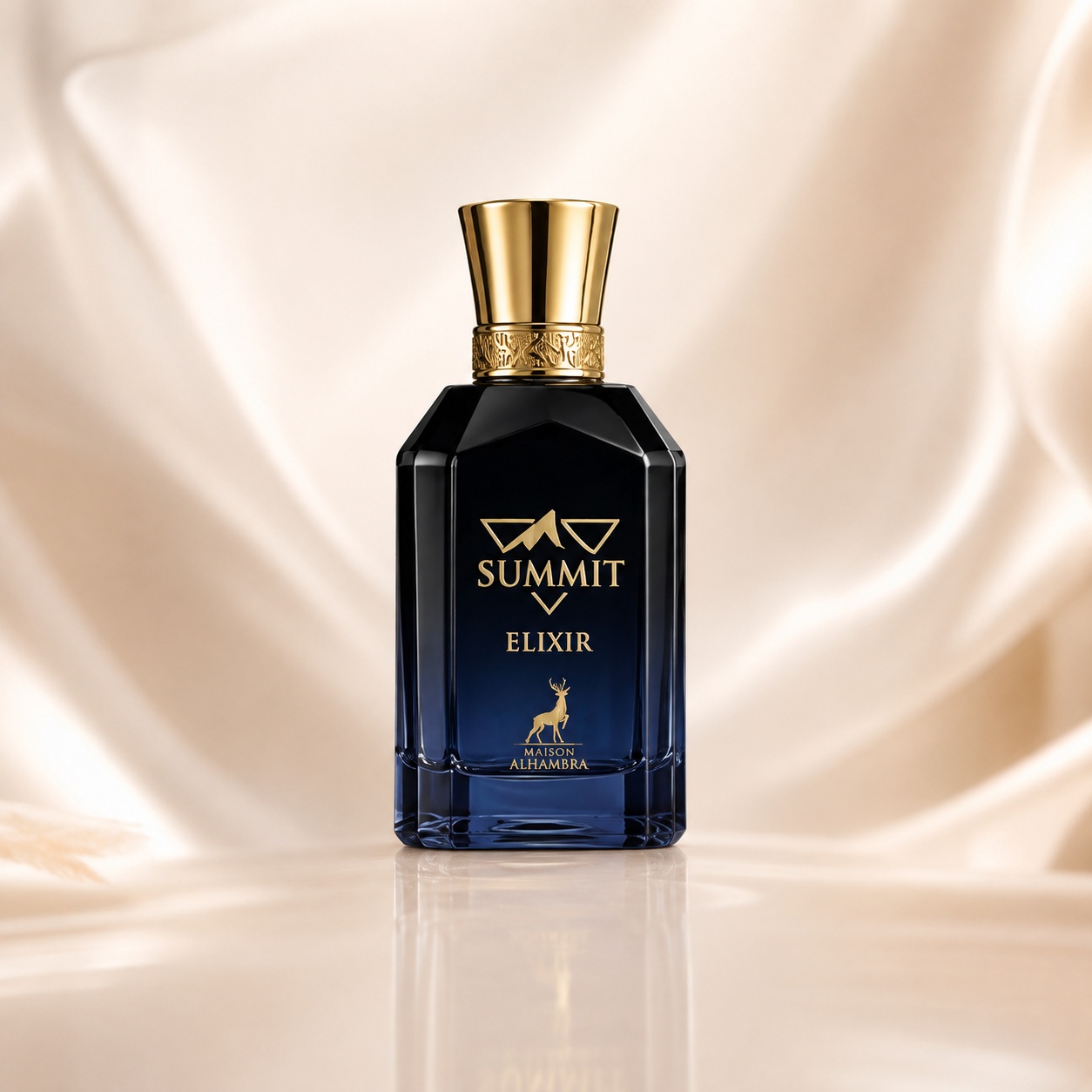 Flacon Maison Alhambra Summit Elixir 100 ml, parfum elegant cu design bleumarin și auriu