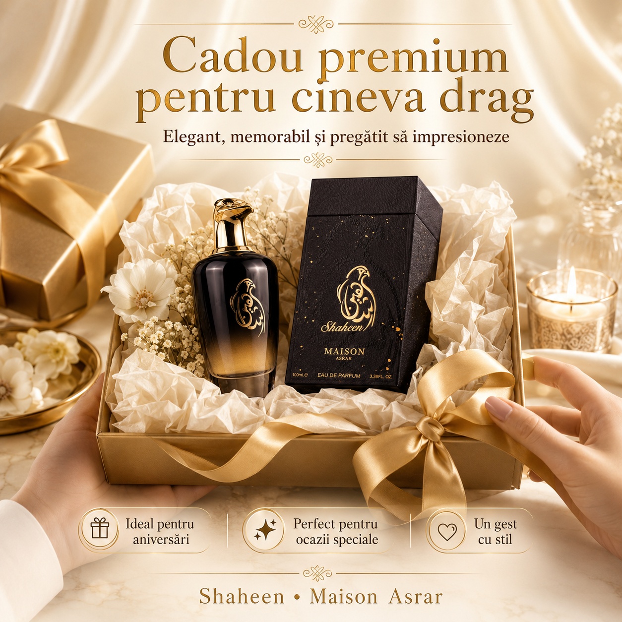 Maison Asrar Shaheen Black cadou premium pentru cineva drag, parfum elegant și memorabil