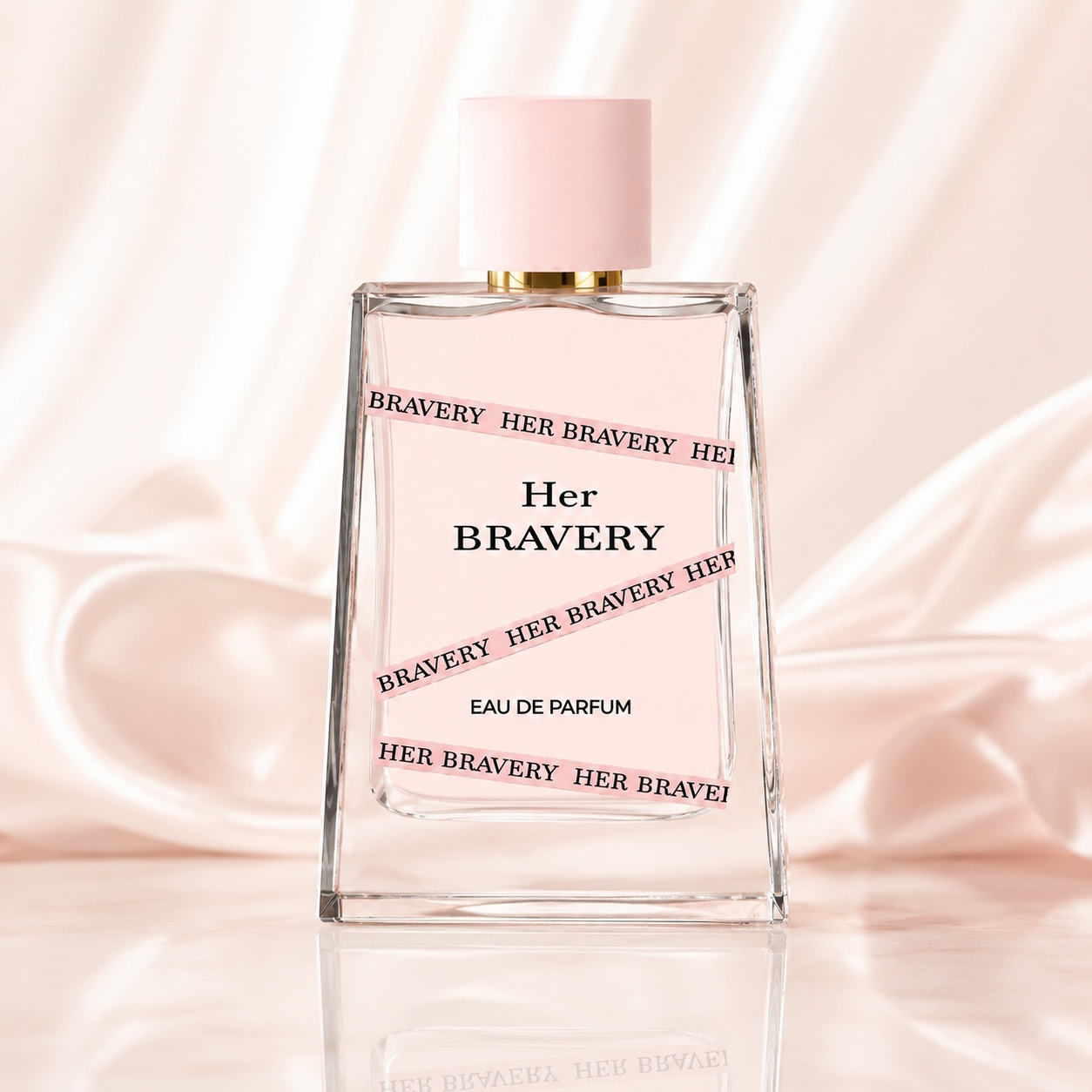 Sticlă parfum Milestone Her Bravery 100 ml roz pudrat cu capac blush și design feminin elegant