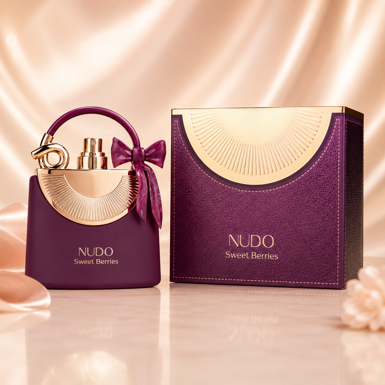 Parfum Arăbesc Nudo Sweet Berries Fragrance World 100 ml cu flacon mov și cutie premium