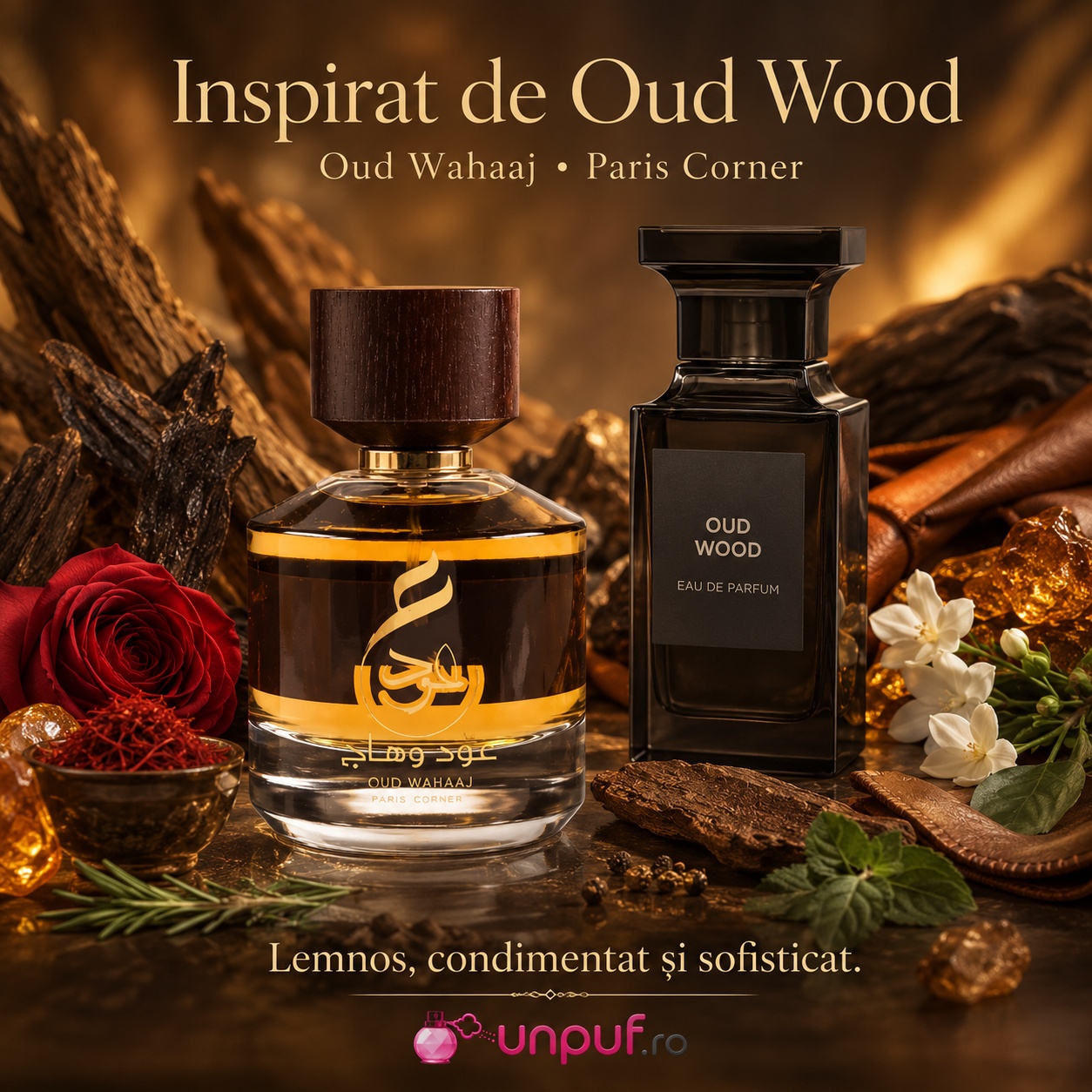 Oud Wahaaj Paris Corner inspirat din Oud Wood aromă lemnoasă condimentată și sofisticată
