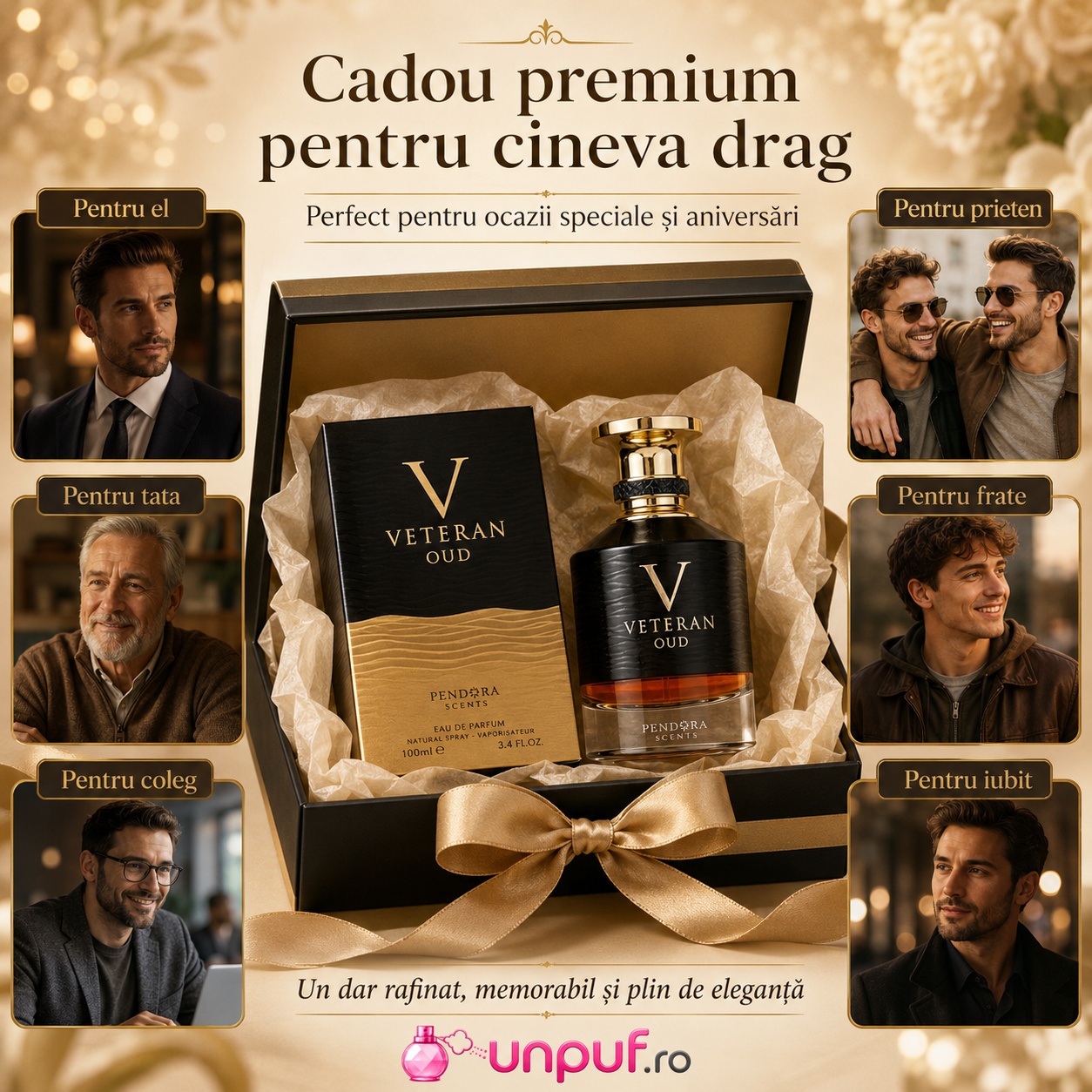 Pendora Scents Veteran Oud cadou premium pentru el, tată, prieten, frate, coleg sau iubit