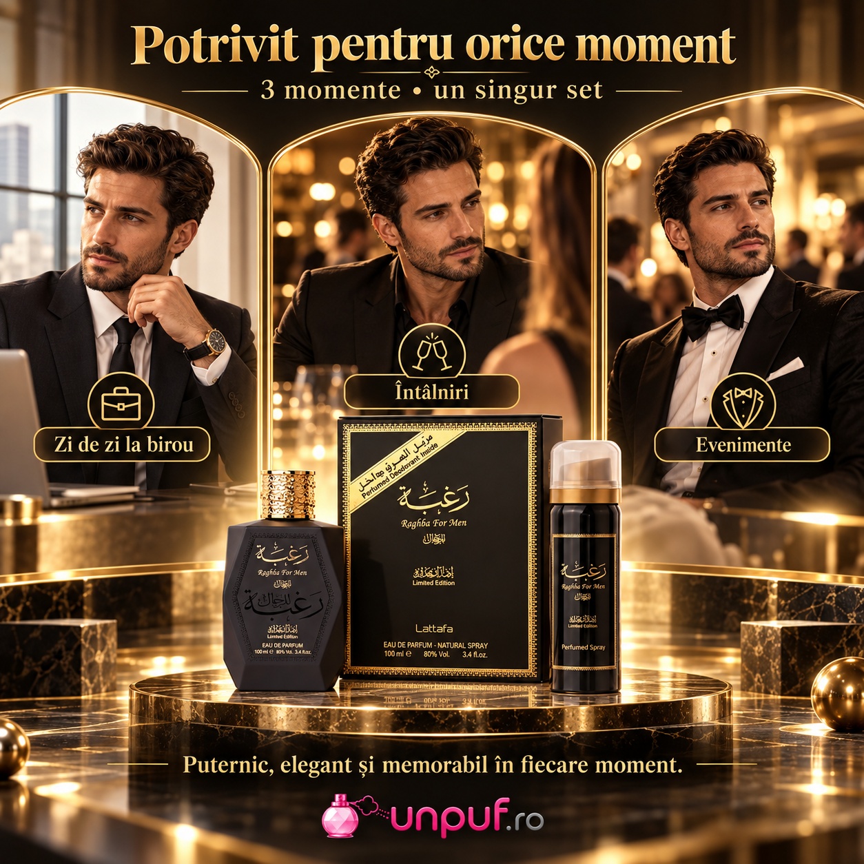 Raghba For Man Lattafa potrivit pentru birou întâlniri și evenimente elegante