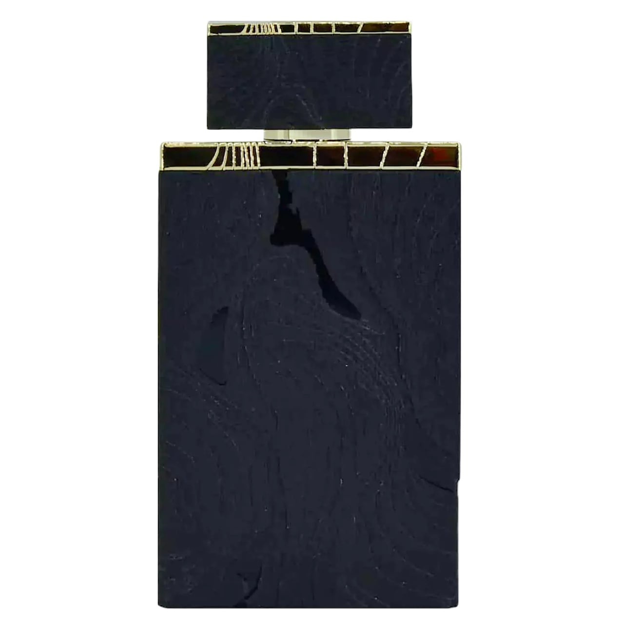 Flacon Ramaad Al Oud Lattafa 100 ml negru texturat cu detalii aurii premium