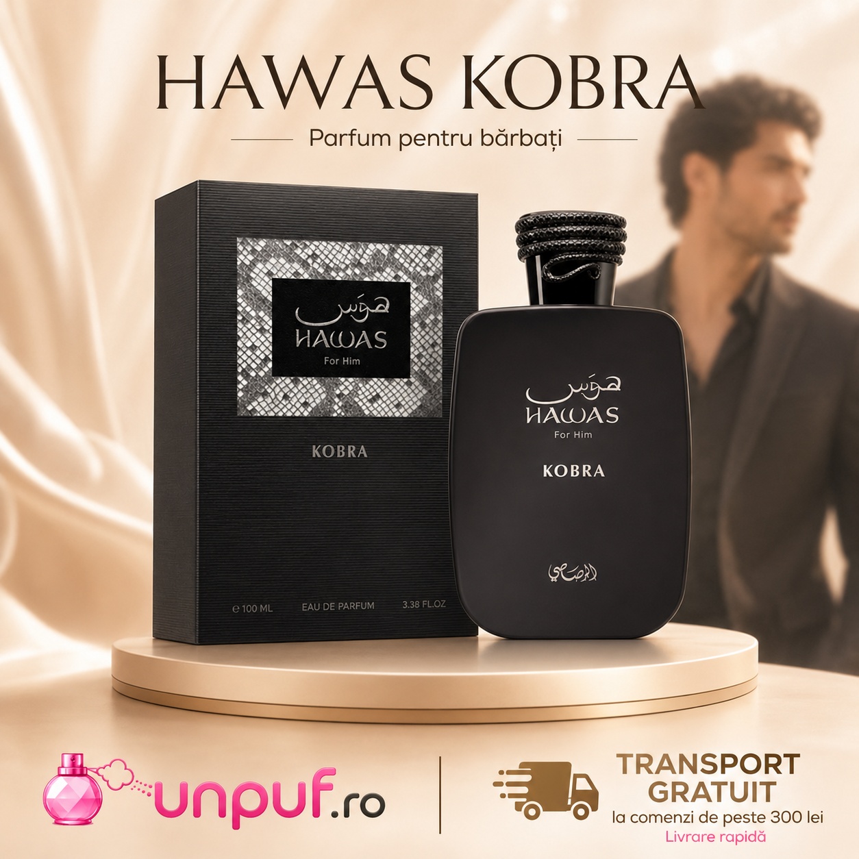 Rasasi Hawas Kobra parfum arabesc disponibil pe unpuf.ro cu transport gratuit peste 300 lei