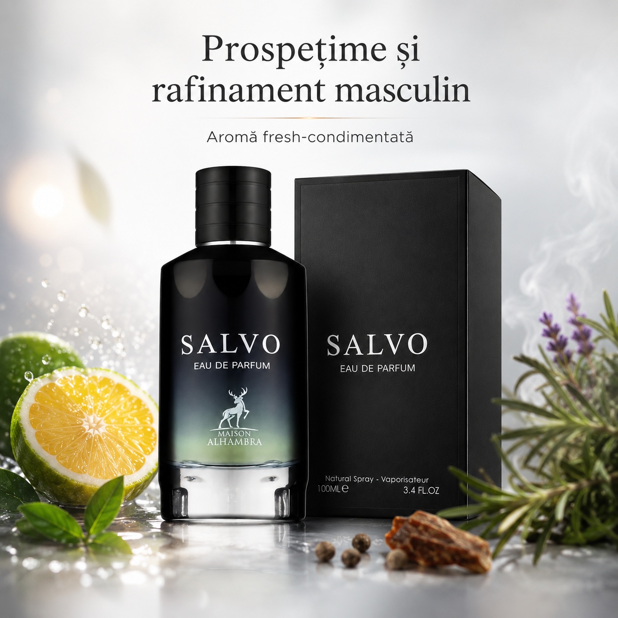 Salvo Maison Alhambra parfum cu prospețime și rafinament masculin, aromă fresh condimentată cu citrice, piper și lavandă