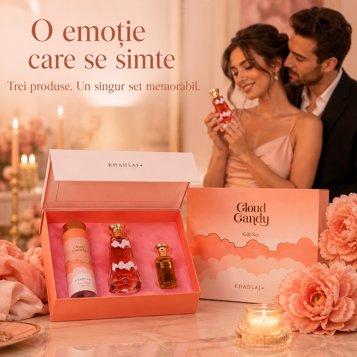 Khadlaj Cloud Candy set complet cu parfum, spray de corp și ulei de parfum