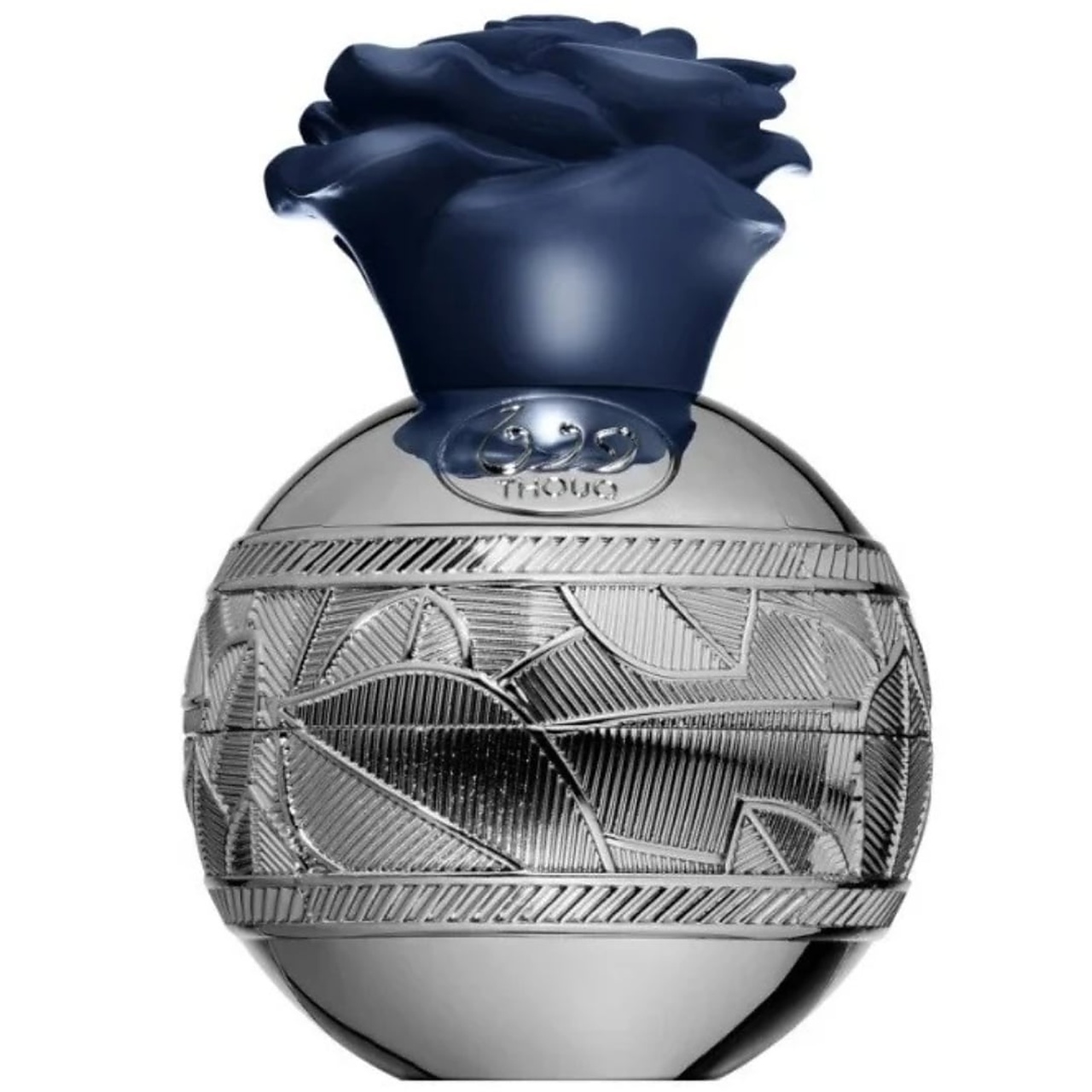 Flacon Thouq Lattafa Pride 80 ml argintiu gravat cu capac bleumarin &icirc;n formă de trandafir