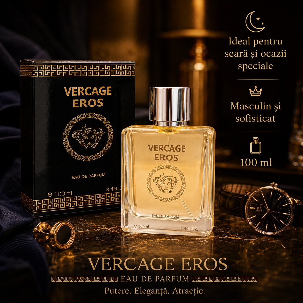 Vercage Eros parfum bărbătesc intens note orientale condimentate persistență &icirc;ndelungată