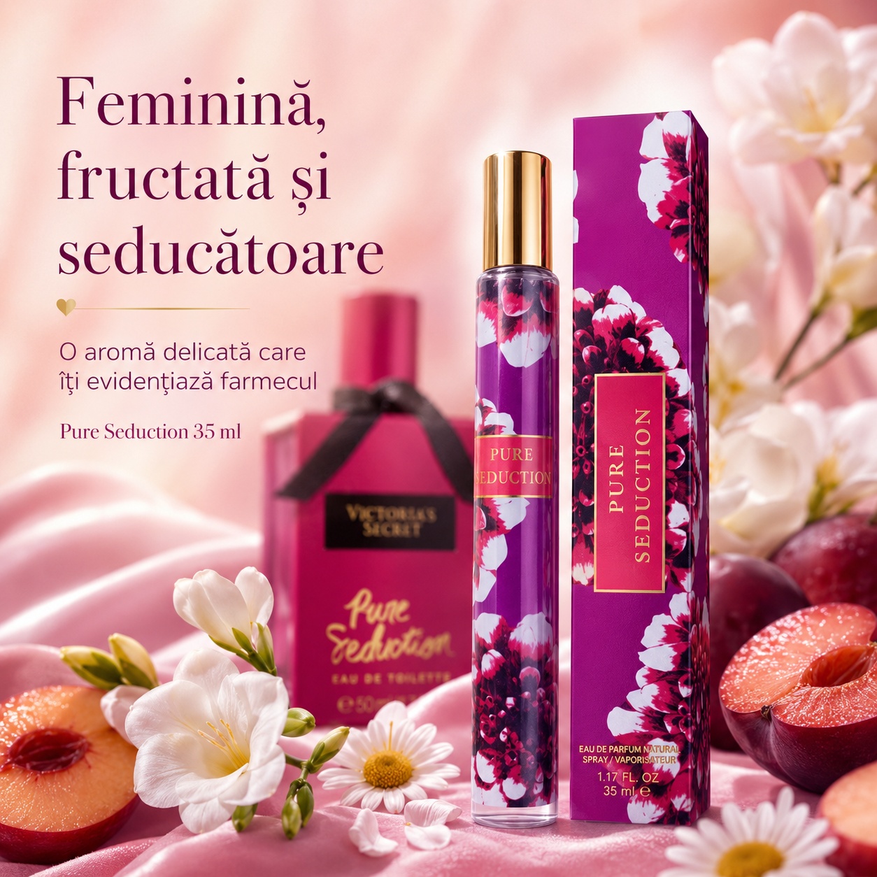 Pure Seduction parfum feminin fructat și seducător cu prun roșu și frezie albă