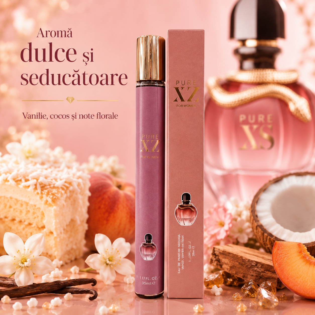Pure XZ For Women 35 ml aromă dulce și seducătoare cu vanilie cocos și note florale