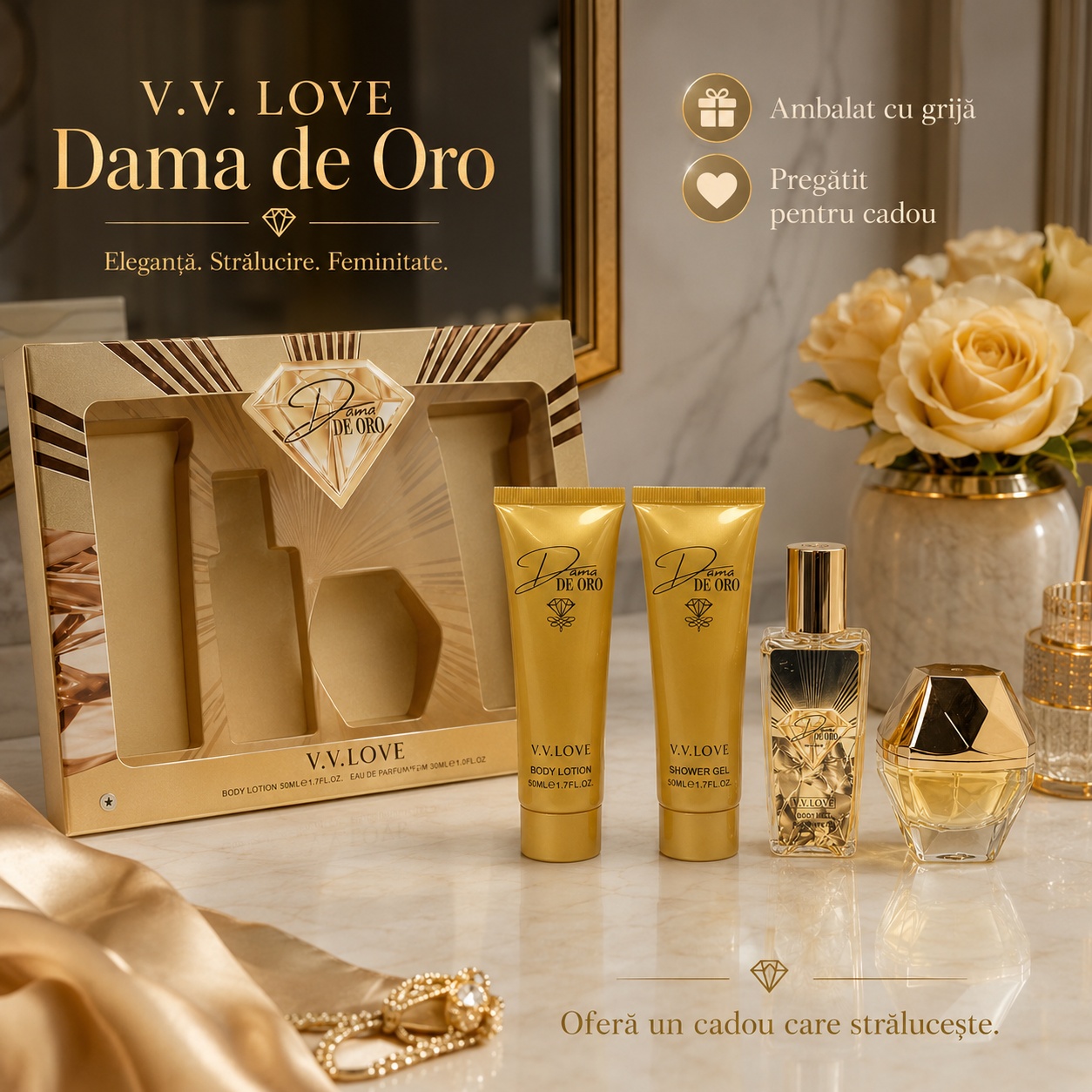 Ambalaj premium set V.V. Love Dama de Oro 4 piese