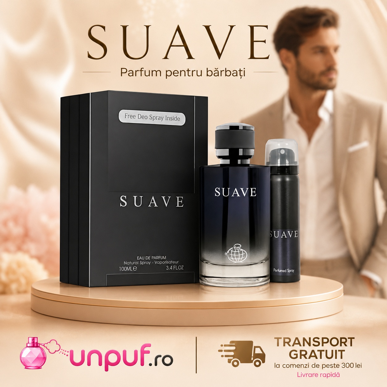 Set Fragrance World Suave pentru bărbați, parfum și deodorant cu transport gratuit la comenzi eligibile