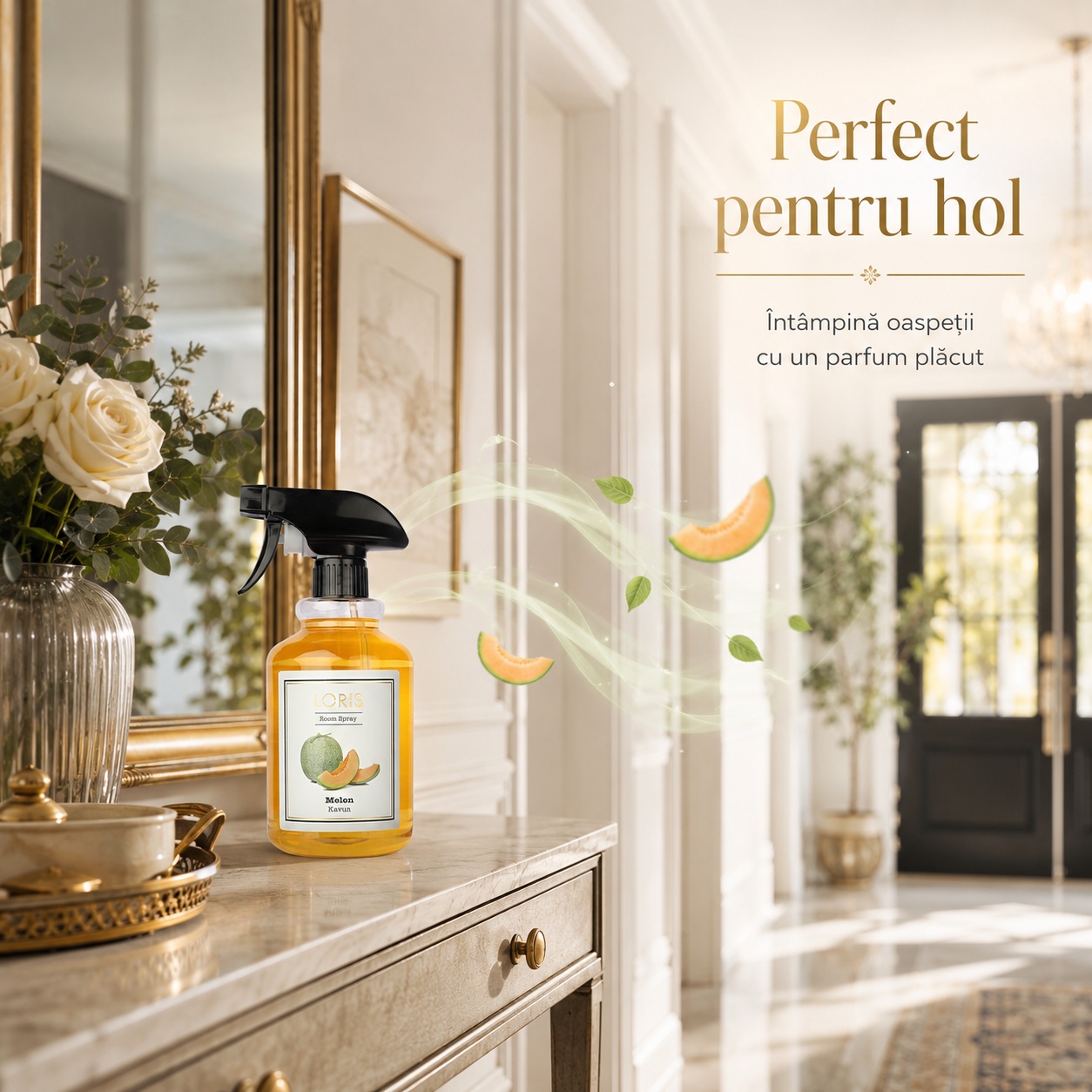 Spray Odorizant Loris Pafum Melon perfect pentru hol parfum plăcut pentru oaspeți