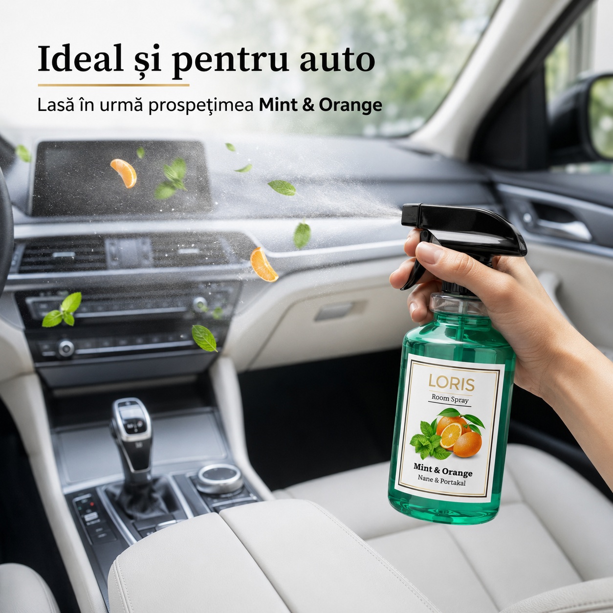 Spray Odorizant Loris Pafum Mint și Orange ideal și pentru auto prospețime fresh &icirc;n mașină