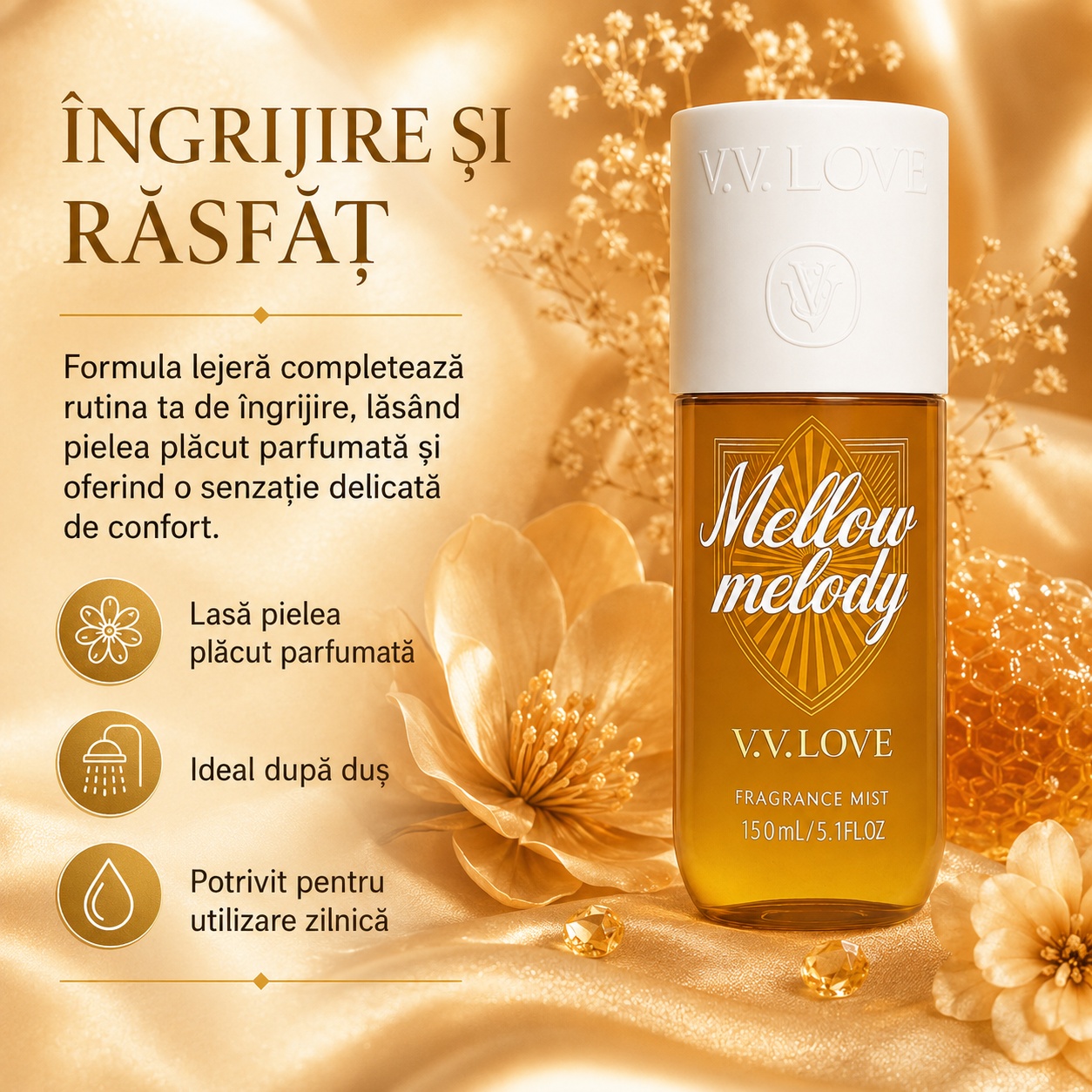 V.V. Love Mellow Melody &icirc;ngrijire și răsfăț spray parfumat corp 150 ml damă