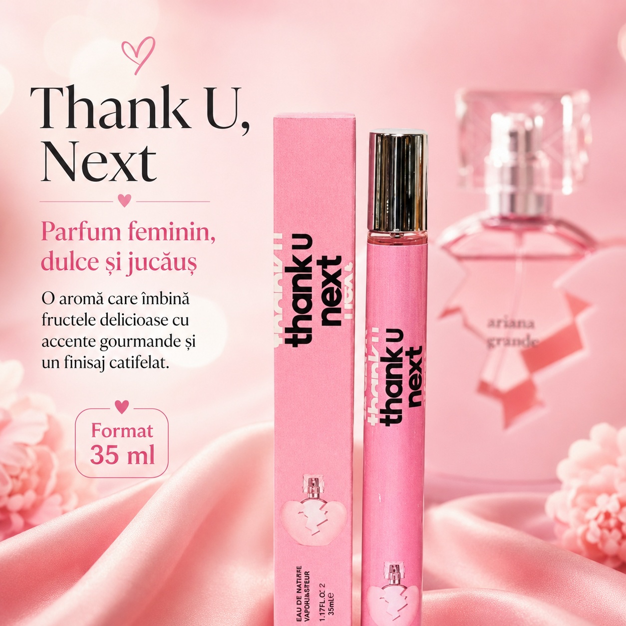 Thank U Next 35 ml parfum feminin dulce și jucăuș cu aromă fructat gourmandă