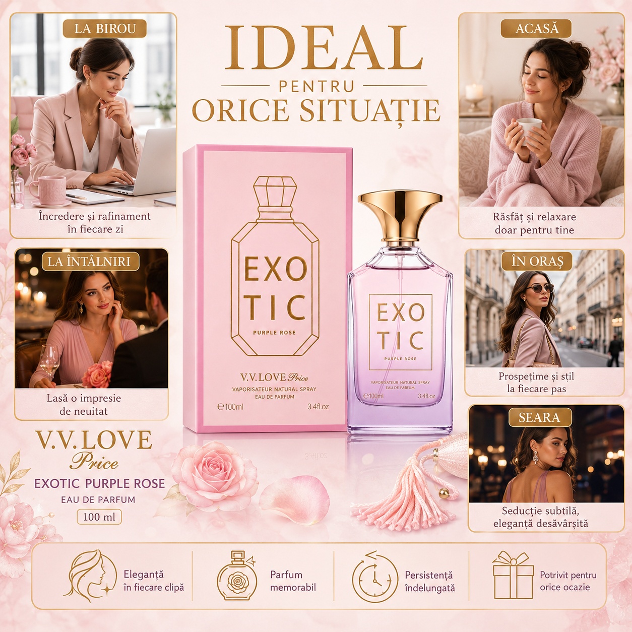 V.V. Love Exotic PurpleRose parfum damă potrivit pentru orice situație