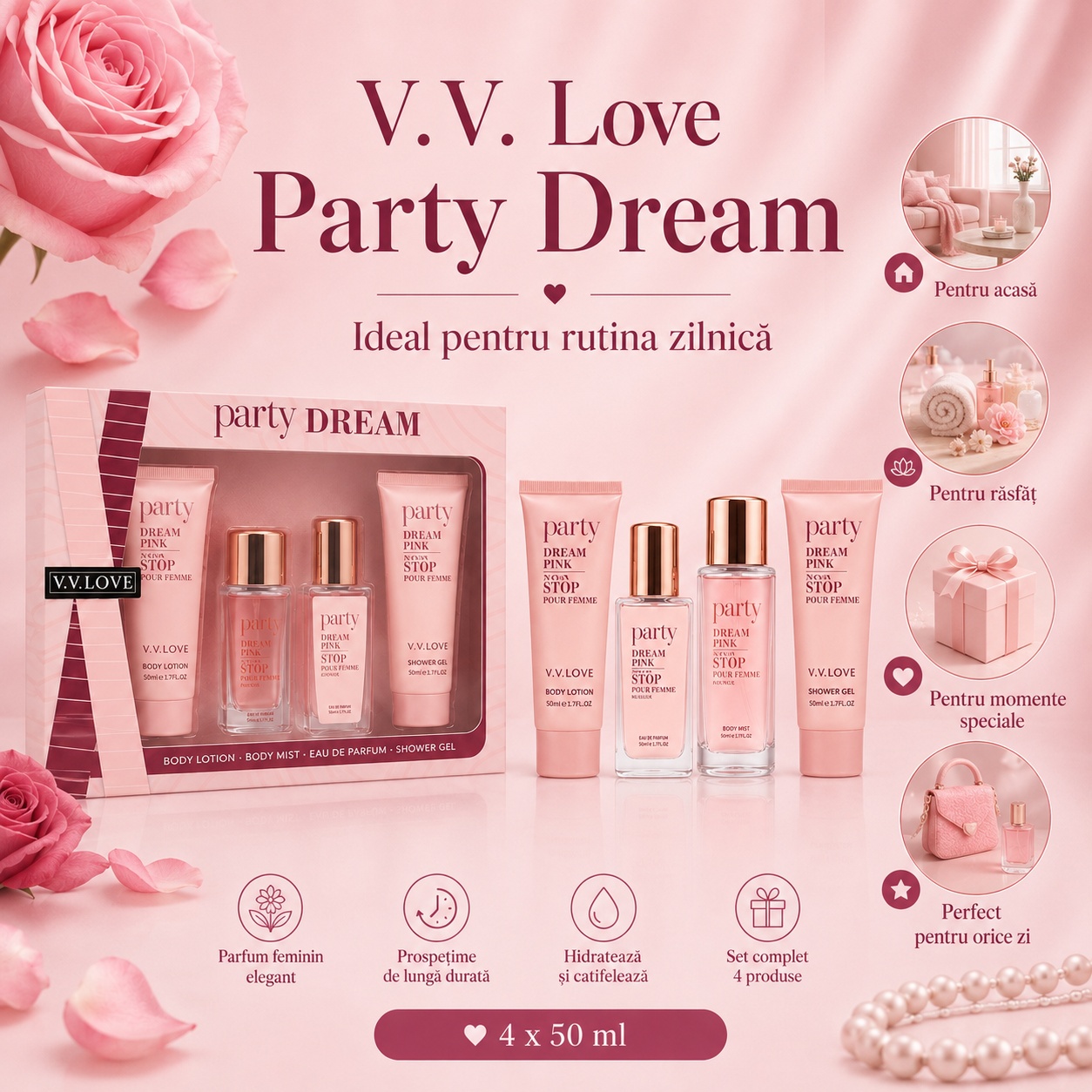 V.V. Love Party Dream set cadou ideal pentru rutina zilnică