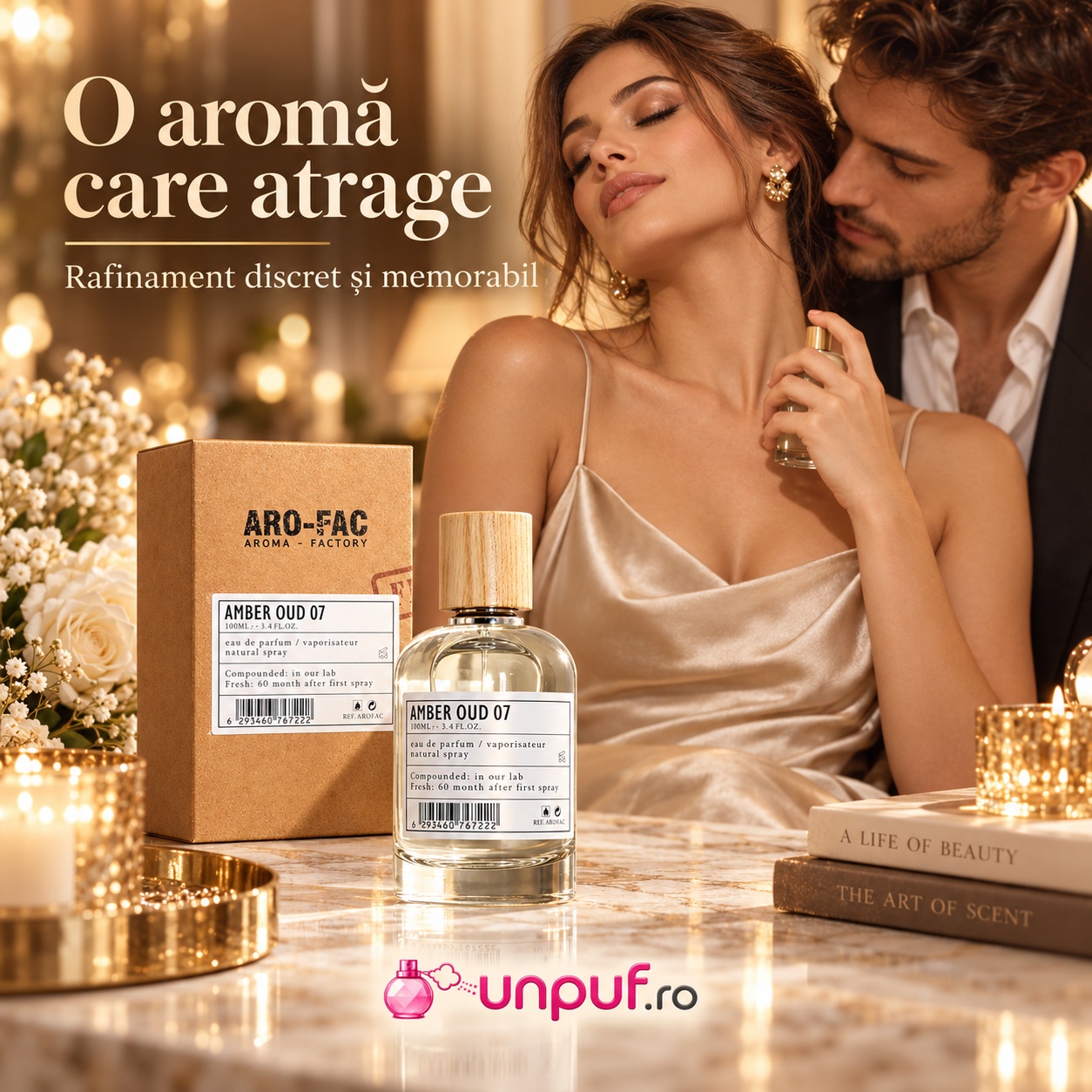 Amber Oud 07 Aro-Fac Eau de Parfum 100 ml prezentare elegantă pentru cadou și ocazii speciale