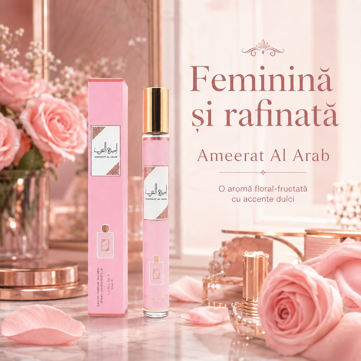 Ameerat Al Arab 35 ml feminină și rafinată, aromă floral fructată cu accente dulci