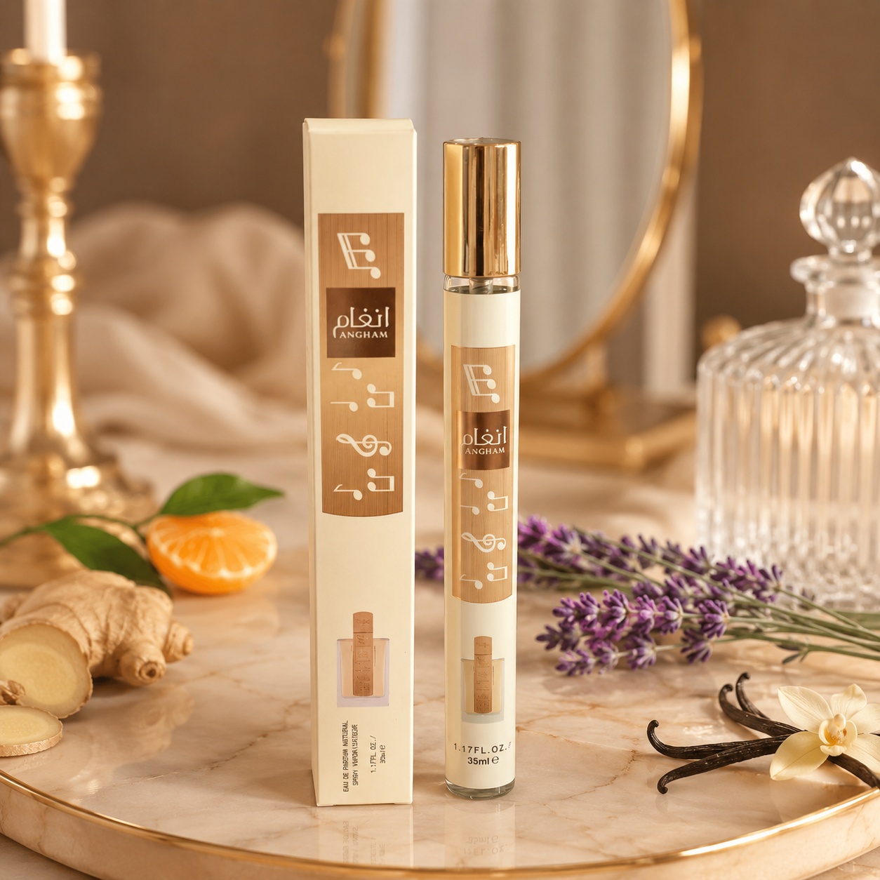 Angham 35 ml unisex parfum elegant cu note de mandarină ghimbir lavandă vanilie ambră și mosc
