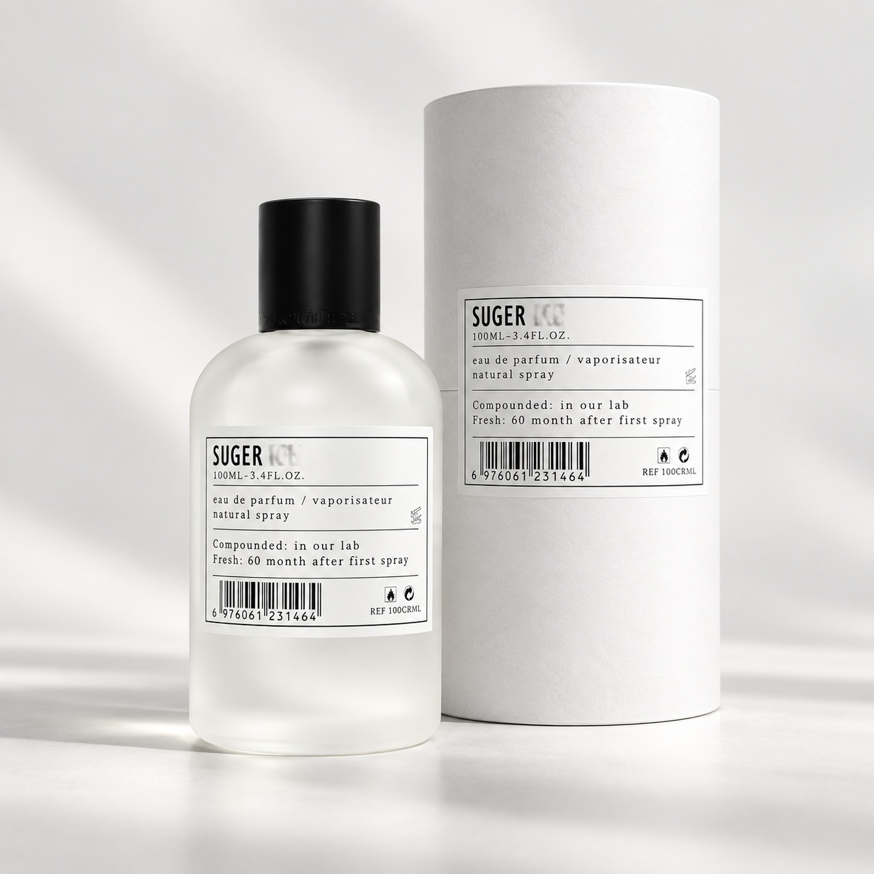 Aro-Fac Ice Suger Eau de Parfum 100 ml parfum bărbați cu flacon mat alb și cutie cilindrică albă