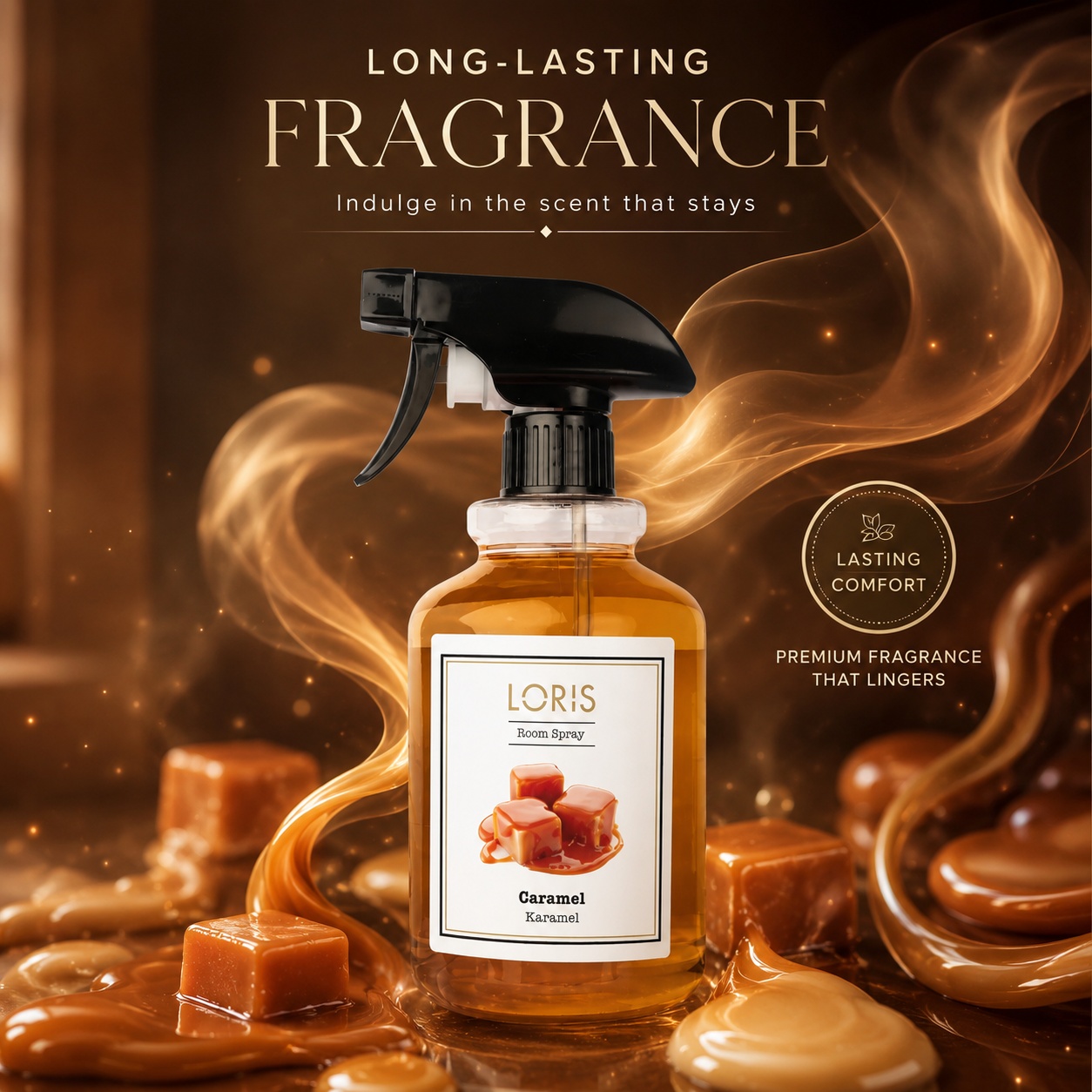 Loris Caramel long lasting fragrance odorizant persistent pentru cameră hol baie auto