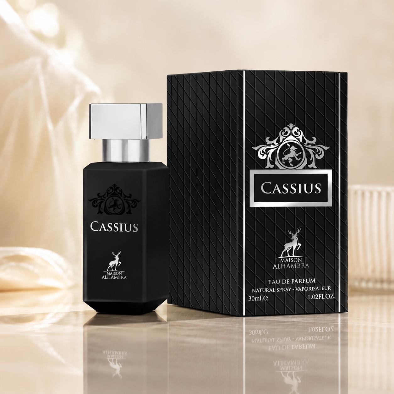 Parfum Arăbesc Alhambra Cassius Maison Alhambra 30 ml cu sticlă neagră și cutie premium