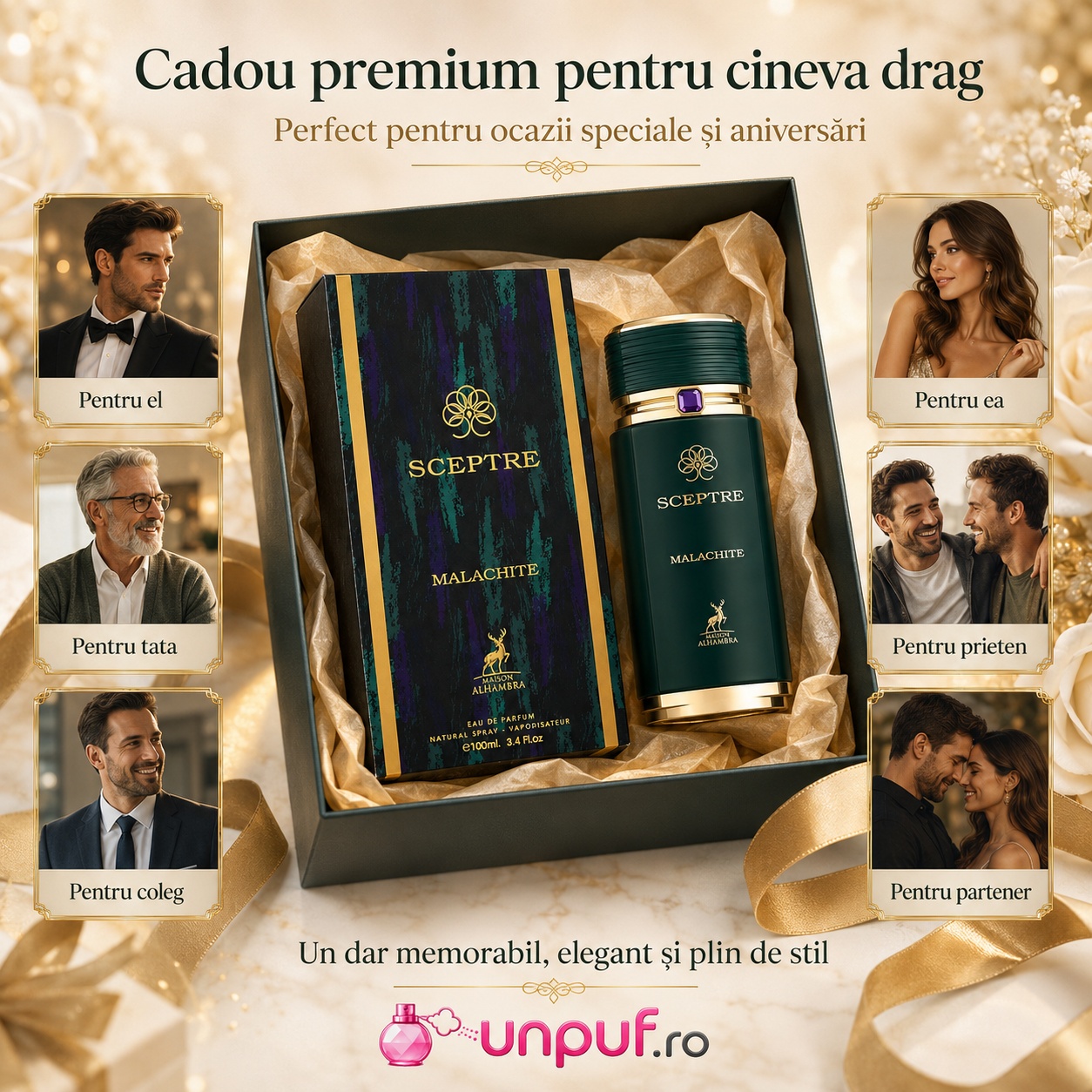 Cadou premium Alhambra Sceptre Malachite pentru ea, pentru el, pentru tată, prieten, coleg sau partener