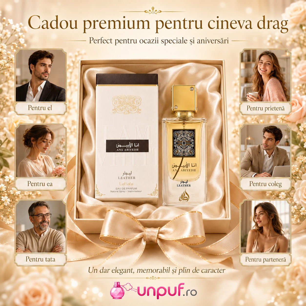 Cadou premium Ana Abiyedh Leather Lattafa pentru ea, pentru el, pentru tată, coleg, prietenă sau parteneră