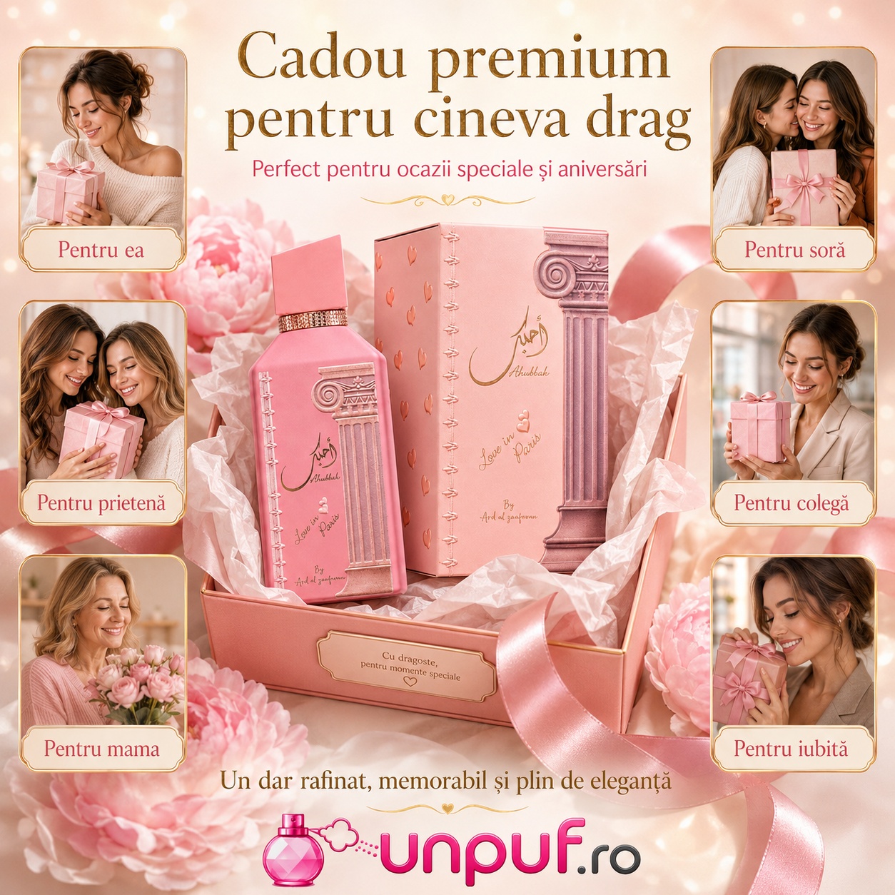 Ahubbak Love in Paris cadou premium pentru ea, soră, prietenă, mamă, colegă sau iubită
