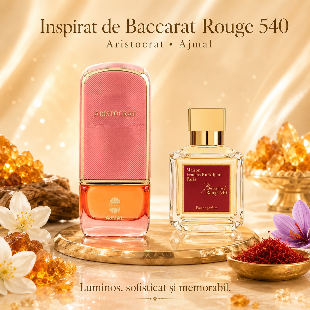 Lattafa Aristocrat Rose inspirat de Baccarat Rouge 540, parfum luminos sofisticat și memorabil