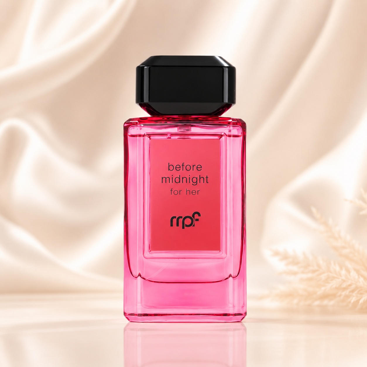 Sticlă Before Midnight For Her My Perfumes, parfum feminin roz coral cu capac negru geometric