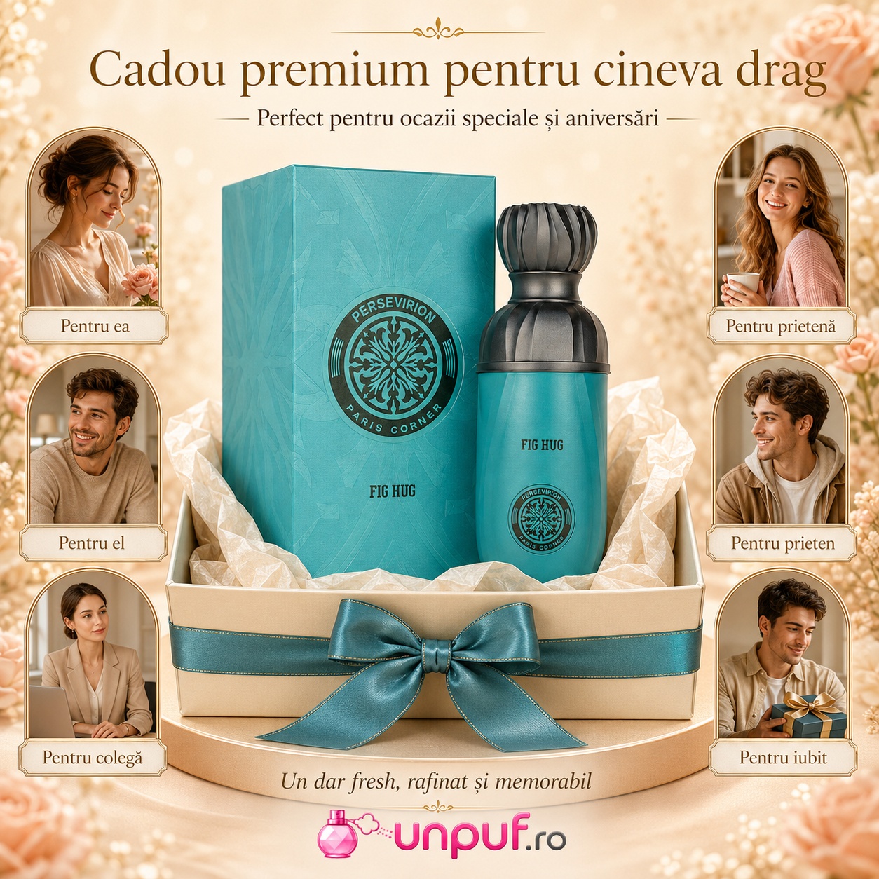 Paris Corner Perseviron Fig Hug cadou premium pentru femei, bărbați, prieteni sau persoane dragi