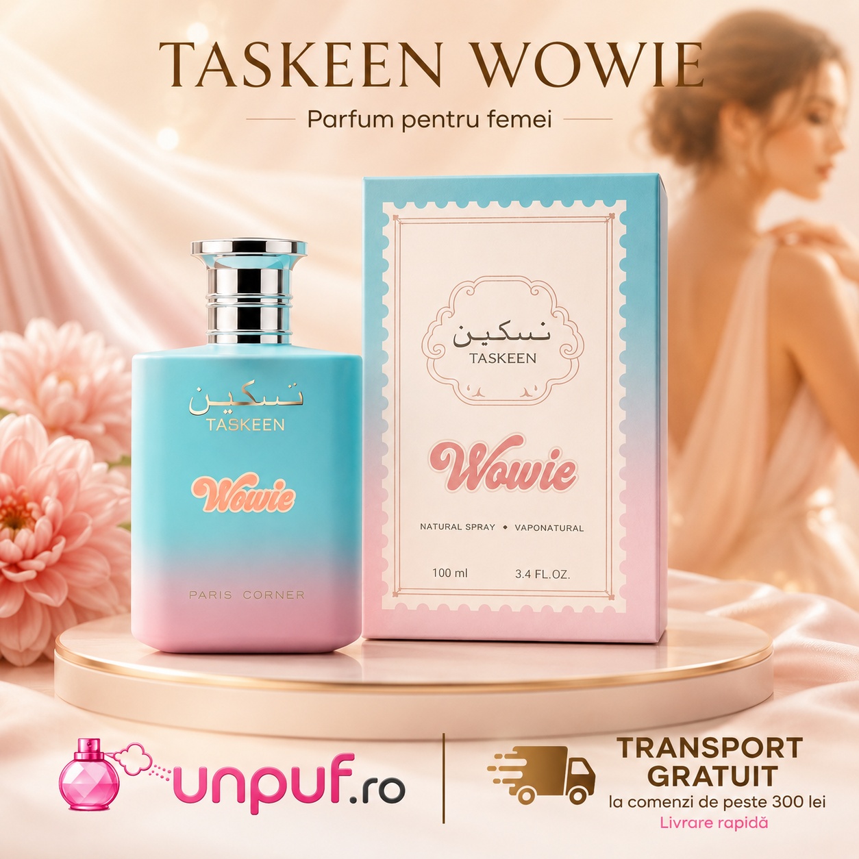 Taskeen Wowie Paris Corner parfum fructat floral pentru femei cu prezentare premium și transport gratuit