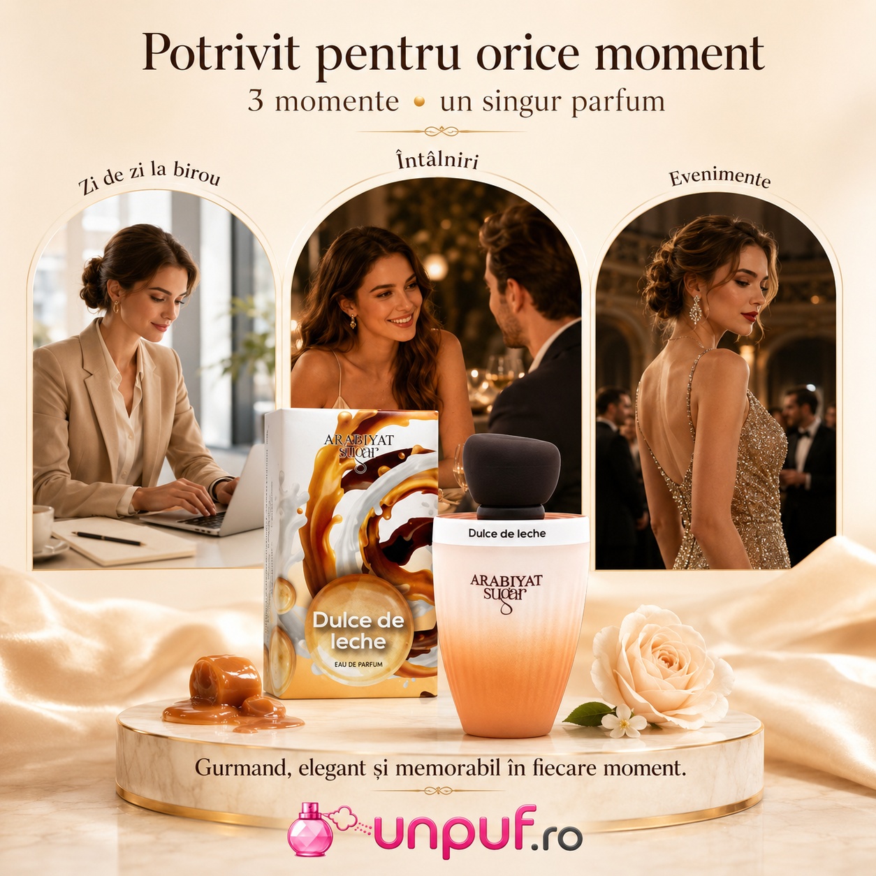 Parfum Arabiyat Sugar Dulce De Leche 100 ml, prezentare premium și aromă gurmandă caramelizată