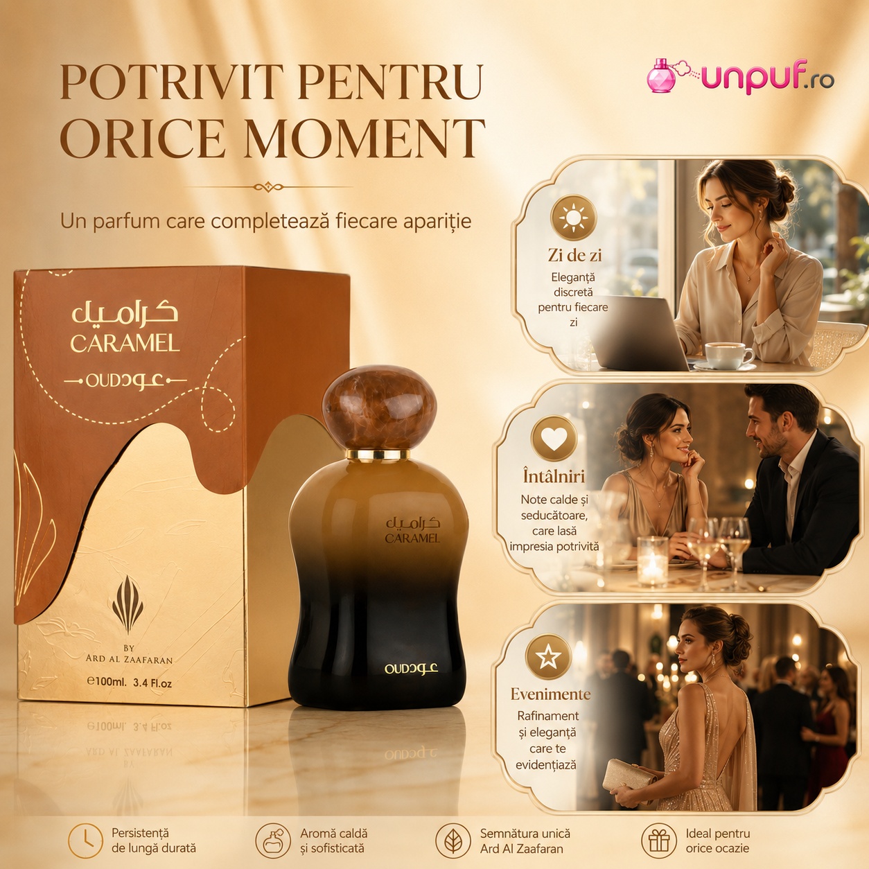 Caramel Oud Ard Al Zaafaran potrivit pentru zi de zi, &icirc;nt&acirc;lniri și evenimente