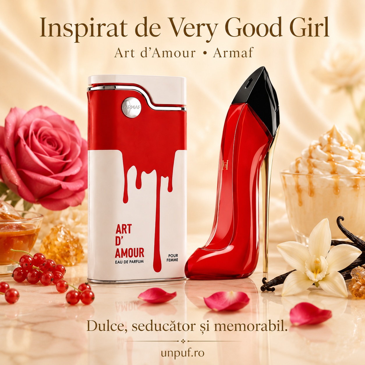 Armaf Art D&rsquo;Amour inspirat de Very Good Girl parfum dulce seducător și memorabil pentru damă