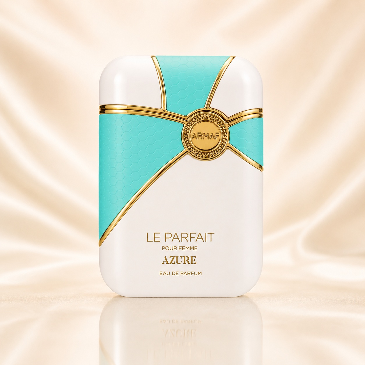 Flacon Armaf Le Parfait Azure Pour Femme 100 ml alb turcoaz cu medalion auriu